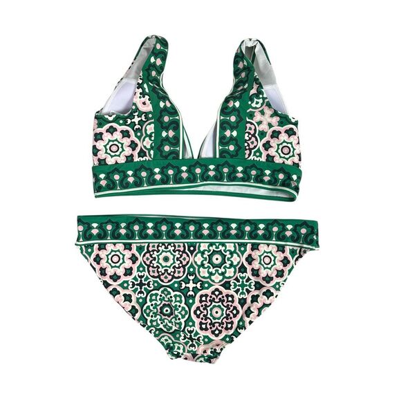 Boden Classic Bikini Bottom and Porto Top size 16-18 Green Artisan Geo - Picture 3 of 14